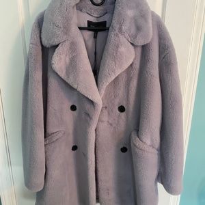 Brand New BCBG Lavender Faux Fur Coat, Size Small